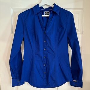 Express women’s blue button-down The Essential Shirt, size small. EUC.